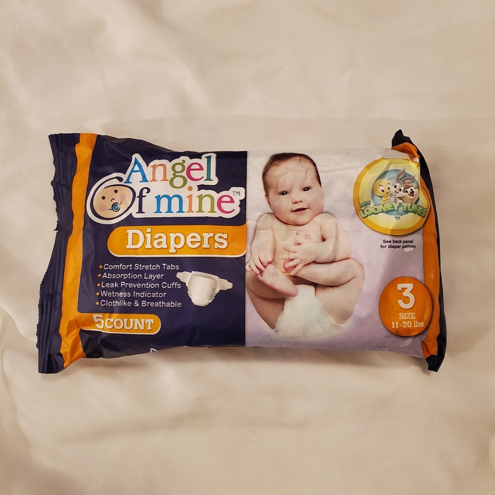 Angel Of Mine Looney Tunes Baby Diapers Size‎ 3 11-20 lbs 5 Count Travel Pack